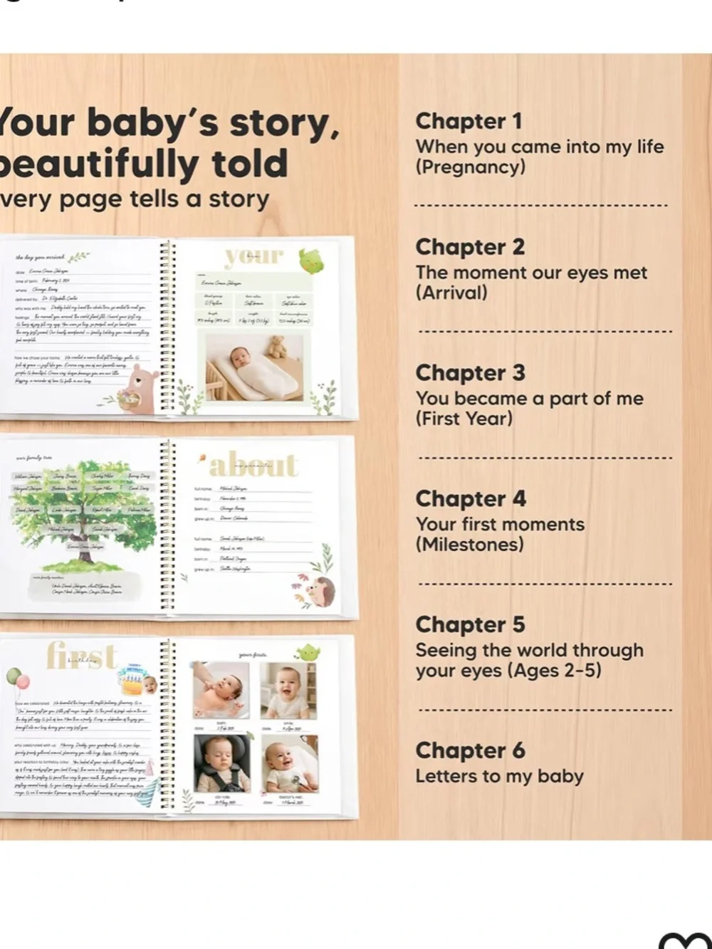 Baby's First Years Woodland Keepsake Baby Book First Five Years - Picture 3 of 11